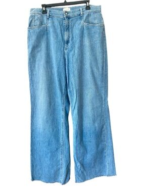 Favorite Daughter Jordie Jeans 32 High Rise Wide Leg Raw Hem 31” Inseam